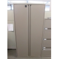 Teknion Tan 5 High Enclosed Shelving Storage Cabinet, Locking